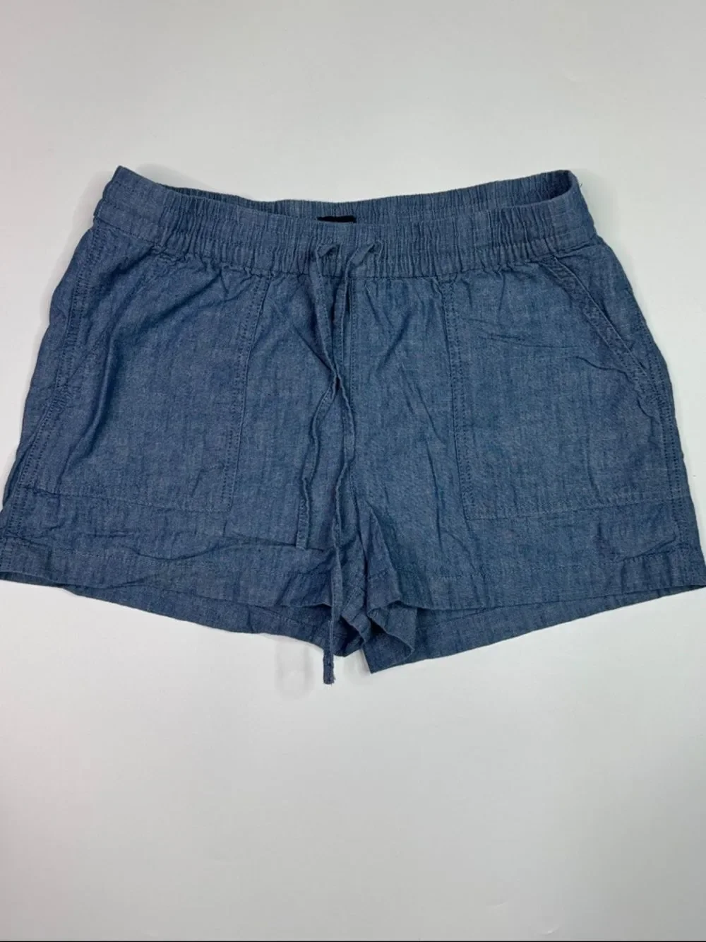 J.Crew Cotton Blue Chambray Stretch Wasit Shorts Size Small